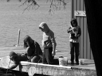 01965RoCrBw - Daniel, Julia, Erin - Andrew fishing   Each New Day A Miracle  [  Understanding the Bible   |   Poetry   |   Story  ]- by Pete Rhebergen